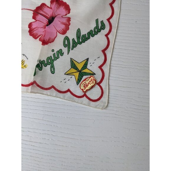 Vintage Handkerchief 1950’s Virgin Islands Souvenir St Thomas croix John 13” Sq - Picture 2 of 5